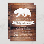 バーンドウ素朴ッド&ホワイトベビーシャワー 招待状 (正面/裏面)