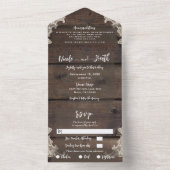 バーンドウ素朴ッド&レースロマンチックなエレガントな結婚式 オールインワン招待状 (内側)