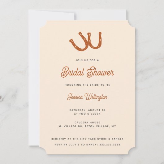 バーンドオモダンレンジ女性のカーボーイカウボーイブライダルシャワー 招待状 (正面)