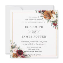 バーンドオレンジアイボリーブルゴーニュ結婚フローラズスクエア