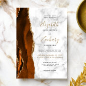 バーンドオレンジアゲート金ゴールド大理石結婚式招待状 招待状