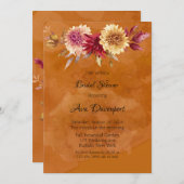 バーンドオレンジウォーターカラーダリアブライダルシャワー 招待状 (正面/裏面)