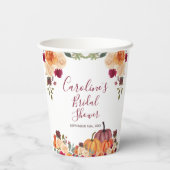 バーンドオレンジカボチャフローラブライダルシャワーホワイト 紙コップ (裏面)