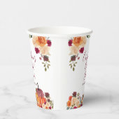 バーンドオレンジカボチャフローラブライダルシャワーホワイト 紙コップ (右)