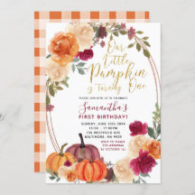 バーンドオレンジカボチャ誕生日招待状