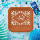 バーンドオレンジシャビーシック40周年プレート ペーパープレート (パーティー)