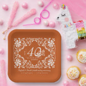 バーンドオレンジシャビーシック40周年プレート ペーパープレート (パーティー)