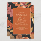 バーンドオレンジテラコッタフローラブラックサプライズ40th 招待状 (正面/裏面)