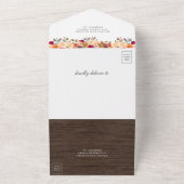 バーンドオレンジバーガンディフローラパンプキンウッド結婚ズ オールインワン招待状 (外側)