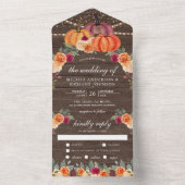 バーンドオレンジバーガンディフローラパンプキンウッド結婚ズ オールインワン招待状 (内側)