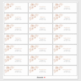 バーンドオレンジフローララインアートゲストアドレスステッカー シール