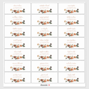 バーンドオレンジフローラリースゲストアドレス シール