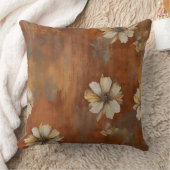 バーンドオレンジベージュグレーファームハウスフローラ クッション (ブランケット)