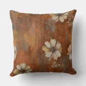 バーンドオレンジベージュグレーファームハウスフローラ クッション (裏面)