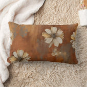 バーンドオレンジベージュグレーファームハウスフローラ ランバークッション (ブランケット)