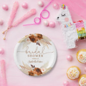 バーンドオレンジボヘミアンパンパスグラスブライダルシャワー ペーパープレート (パーティー)