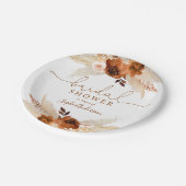 バーンドオレンジボヘミアンパンパスグラスブライダルシャワー ペーパープレート (アングル)