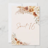 バーンドオレンジボホパンパスグラス16誕生日 招待状 (裏面)