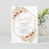 バーンドオレンジボホフローラスウィート16誕生日 招待状 (スタンド正面)