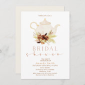 バーンドオレンジボホフローラティーパーティーブライダルシャワー 招待状 (正面/裏面)