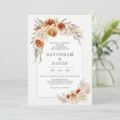 バーンドオレンジボホフローラパンパ結婚式招待状 招待状 (スタンド正面)
