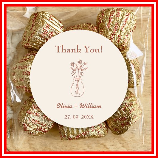 バーンドオレンジボホ結婚式の引き出物ハート ラウンドシール