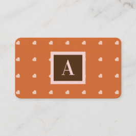 バーンドオレンジミニハートバックグラウンドモノグラム 名刺