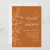 バーンドオレンジミニマルエレガントリストリーフブライダルシャワー 招待状 (正面)