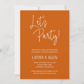 バーンドオレンジレッツウェディングレセプシカジュアルョン 招待状 (正面)