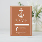 バーンドオレンジ航海のいかりウェディングRSVPカード 出欠カード (スタンド正面)