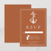 バーンドオレンジ航海のいかりウェディングRSVPカード 出欠カード (正面/裏面)