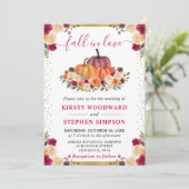 バーンドオレンジ&レッドフローラカボチャ秋の結婚式 招待状 (スタンド正面)