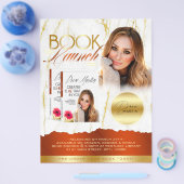 バーンドオレンジ&金ゴールドマーブルブックローンチリリース チラシ (シングル)