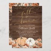 バーンドオレン素朴ジフローラカボチャブライダルシャワー 招待状 (正面/裏面)