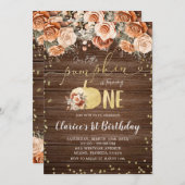 バーンドオレン素朴ジフローラカボチャ誕生日 招待状 (正面/裏面)