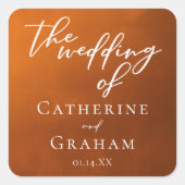 バーンドオ素朴レンジタイポグラフィボホ結婚ズ スクエアシール (正面)