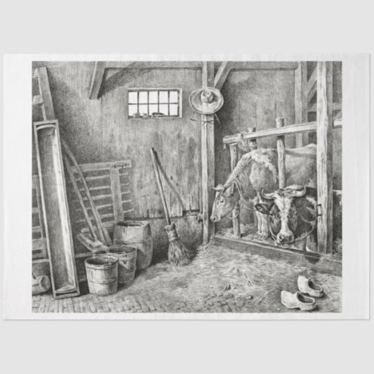 バーンドデコペヴィンテージ農場の牛 薄葉紙 (正面)