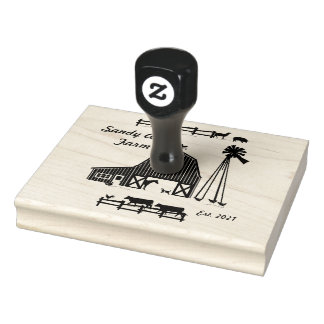 バーンドファームウシズウッドアートスタンプ ラバースタンプ