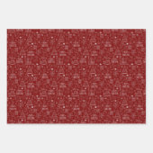バーンドレッドの白いクリスマスアウトライン ラッピングペーパーシート (正面3)
