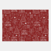 バーンドレッドの白いクリスマスアウトライン ラッピングペーパーシート (正面2)