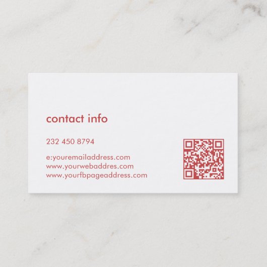 バーンドレッドミニマルリネンホワイトタイポグラフィ 名刺 (裏面)