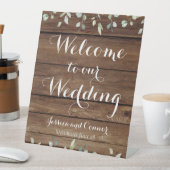 バーンドー素朴グユーカリプスグリーンリーウェルカム 台座サイン (インサイチュ)