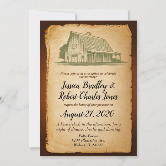 バーンパーティー素朴結婚式招待状 招待状 (正面)