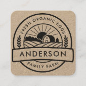 バーンファミリーファーム農家ラウンド装飾 スクエア名刺 (正面)