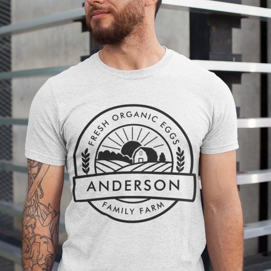 バーンファミリーファーム農家ラウンド装飾 Tシャツ