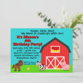 バーンファームカウホースピグバースデーパーティ招待状 招待状 (スタンド正面)