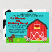 バーンファームカウホースピグバースデーパーティ招待状 招待状 (正面/裏面)