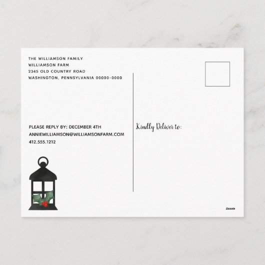 バーンファームカントリーク素朴リスマス招待状 シーズンポストカード (裏面)