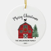 バーンファームカントリーメリークリスマスファミリー名 セラミックオーナメント (正面)