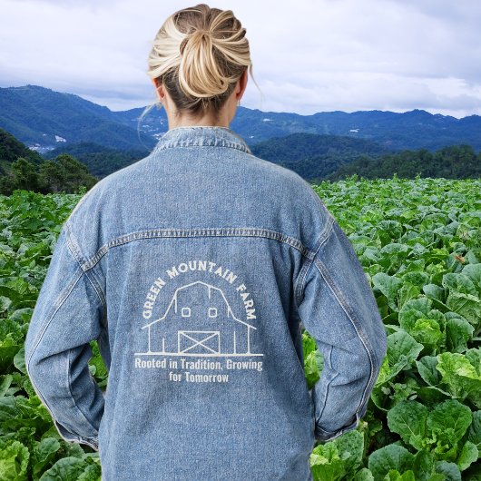 バーンファームネームスローガンビジネス デニムジャケット